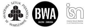 Loga 3 organizatorów Programu: Akademia Sztuk Pięknych w Warszawie, BWA – Galeria Zamojska  oraz Instytut Sztuki Mediów im. prof. Ryszarda Winiarskiego w Warszawie